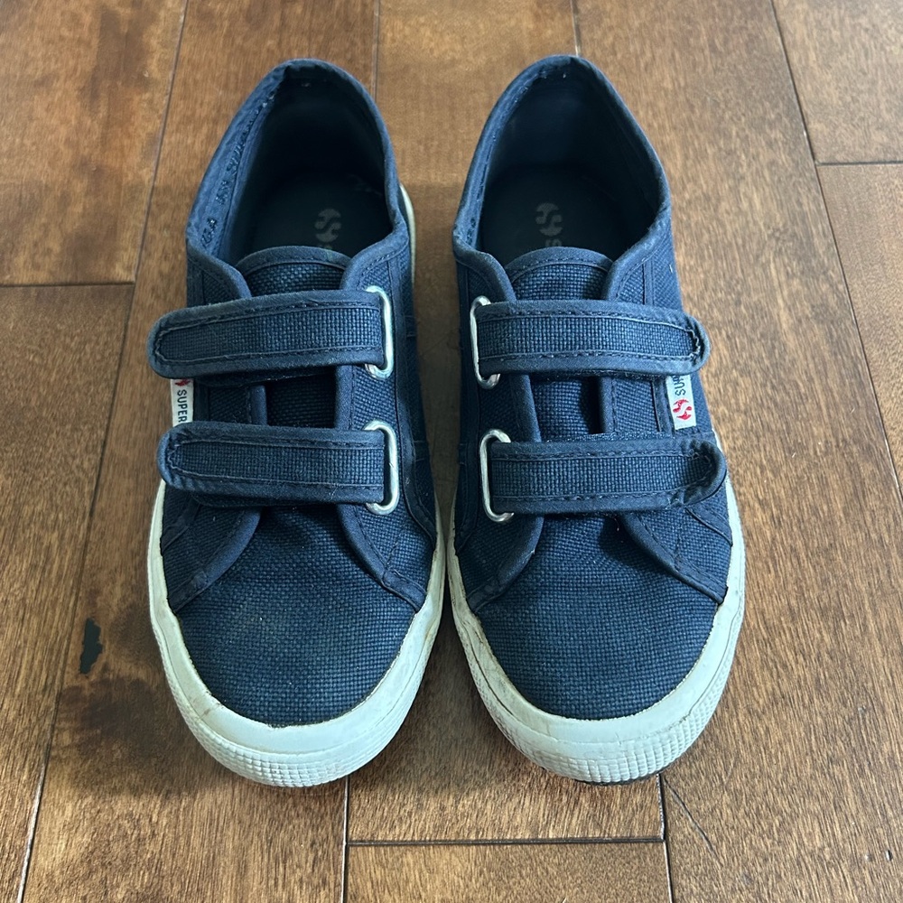 Superga Navy Blue Canvas Sneakers with White Soles